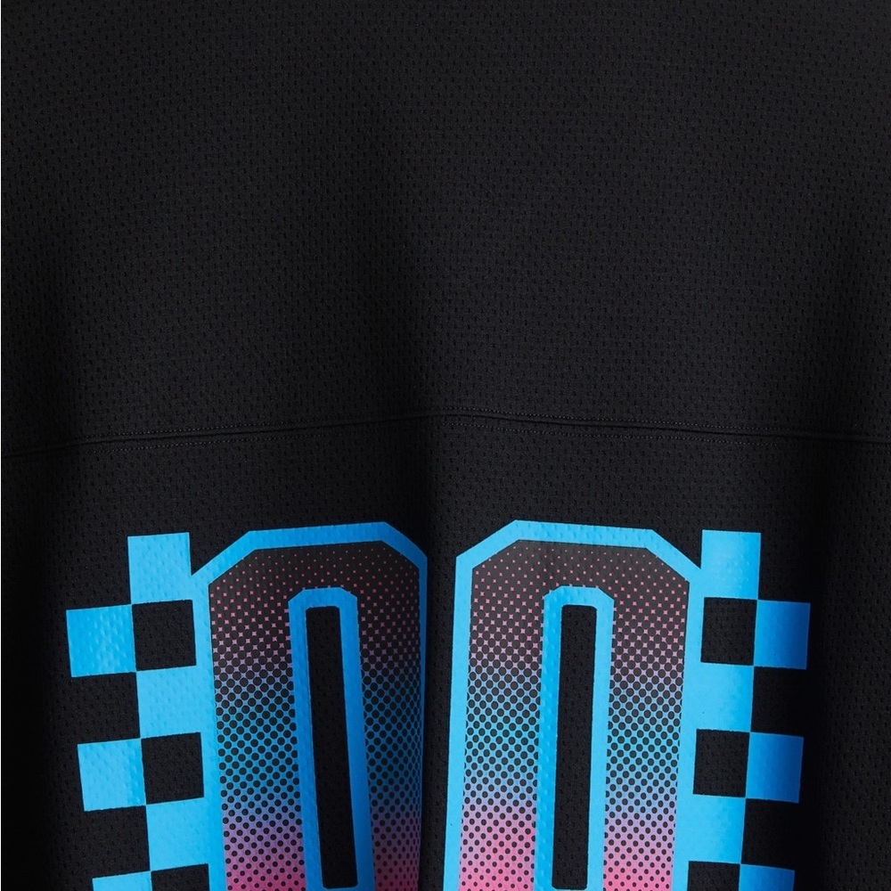 H&M Black and Blue Graphic Men's OVERSIZED PRINTED MESH T-SHIRT Jersey - Picture 8 of 10